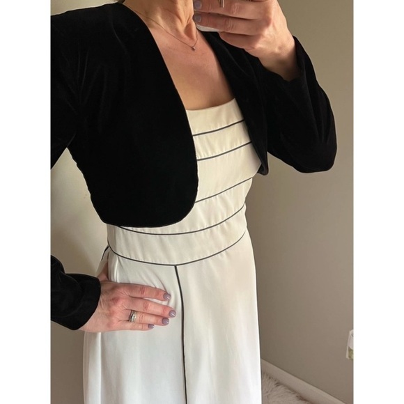Sandra Darren Cream & Black Dress, Size 12 - Picture 1 of 16